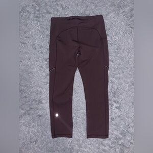 Lululemon Womens Speed Up Crop 21" Black Cherry Leggings Everlux Size 6 Yoga Gym